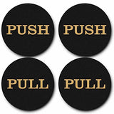 2" Round Push Pull Door Signs (Black-Gold) - 2 sets (4pcs)