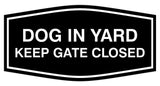 Fancy Dog In Yard Keep Gate Closed Sign