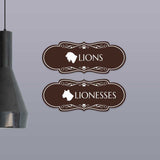 Designer Lions and Lionesses, Novelty Restroom (Set of 2) Wall or Door Signs