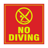 Signs ByLITA Square No Diving Sign with Adhesive Tape, Mounts On Any Surface, Weather Resistant, Indoor/Outdoor Use