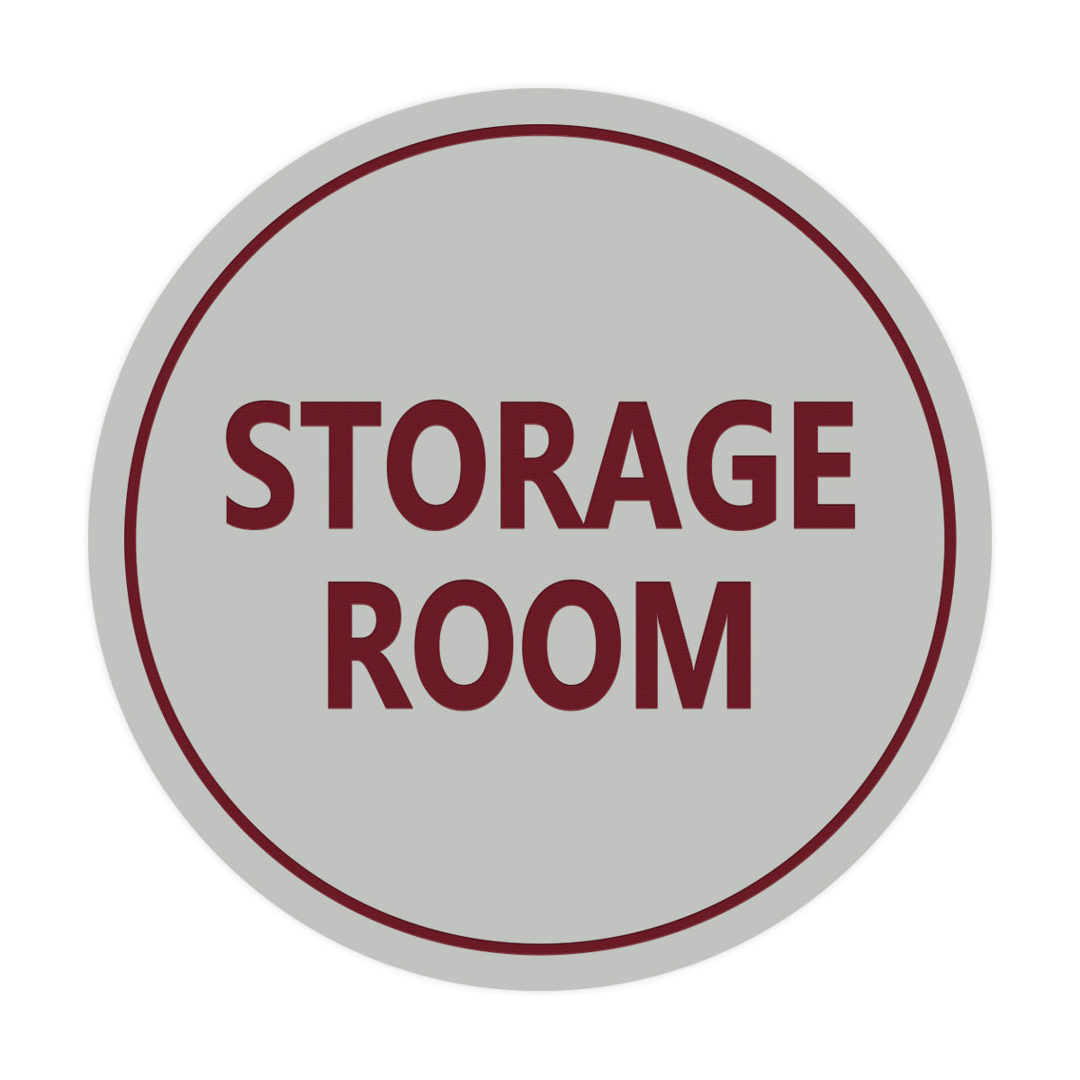 Light Gray / Burgundy Signs ByLITA Circle Storage Room Sign