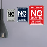 Portrait Round What Part of No Soliciting Do You Not Understand Wall or Door Sign