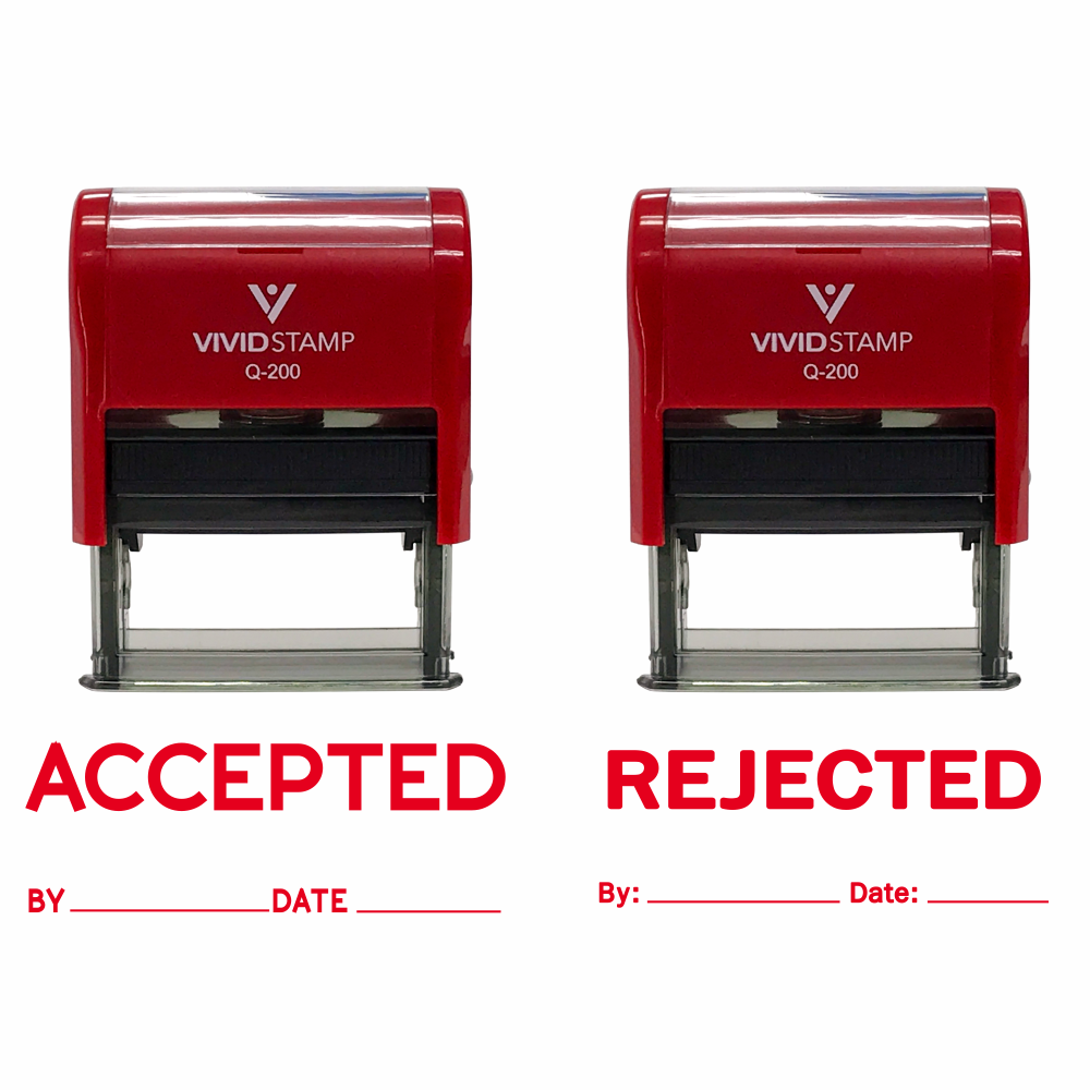 Accepted / Rejected By Date Self Inking Rubber Stamp - 2 Pack