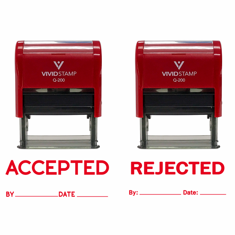 Accepted / Rejected By Date Self Inking Rubber Stamp - 2 Pack