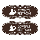 Designer Cowgirls and Cowboys Restroom Signs, (Set of 2) Wall or Door Signs