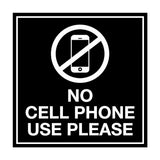 Signs ByLITA Square No Cell Phone Use Please Sign with Adhesive Tape, Mounts On Any Surface, Weather Resistant, Indoor/Outdoor Use