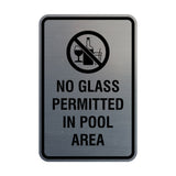 Portrait Round No Glass Permitted In Pool Area Sign