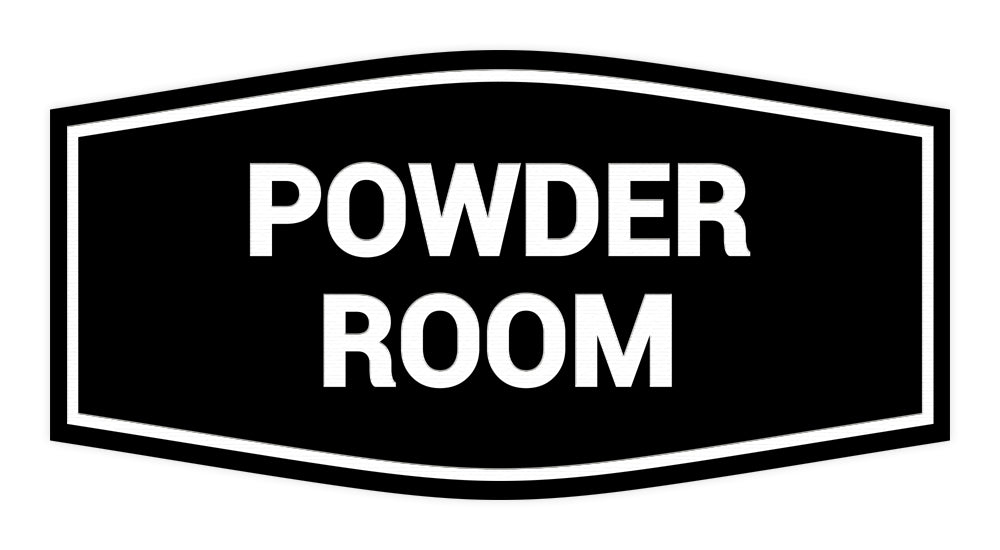 Black Signs ByLITA Fancy Powder Room Sign with Adhesive Tape, Mounts On Any Surface, Weather Resistant, Indoor/Outdoor Use