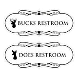 Designer Bucks and Does Novelty Restroom Signs (Set of 2) Wall or Door Sign