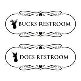 Designer Bucks and Does Novelty Restroom Signs (Set of 2) Wall or Door Sign