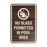 Portrait Round No Glass Permitted In Pool Area Sign