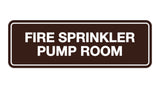 Dark Brown Signs ByLITA Standard Fire Sprinkler Pump Room Sign