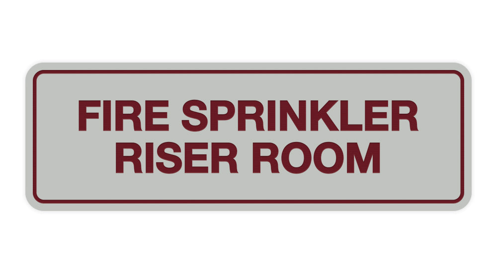 Light Grey / Burgundy Signs ByLITA Standard Fire Sprinkler Riser Room Sign