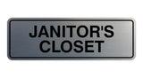 Brushed Silver Standard Janitor's Closet Sign
