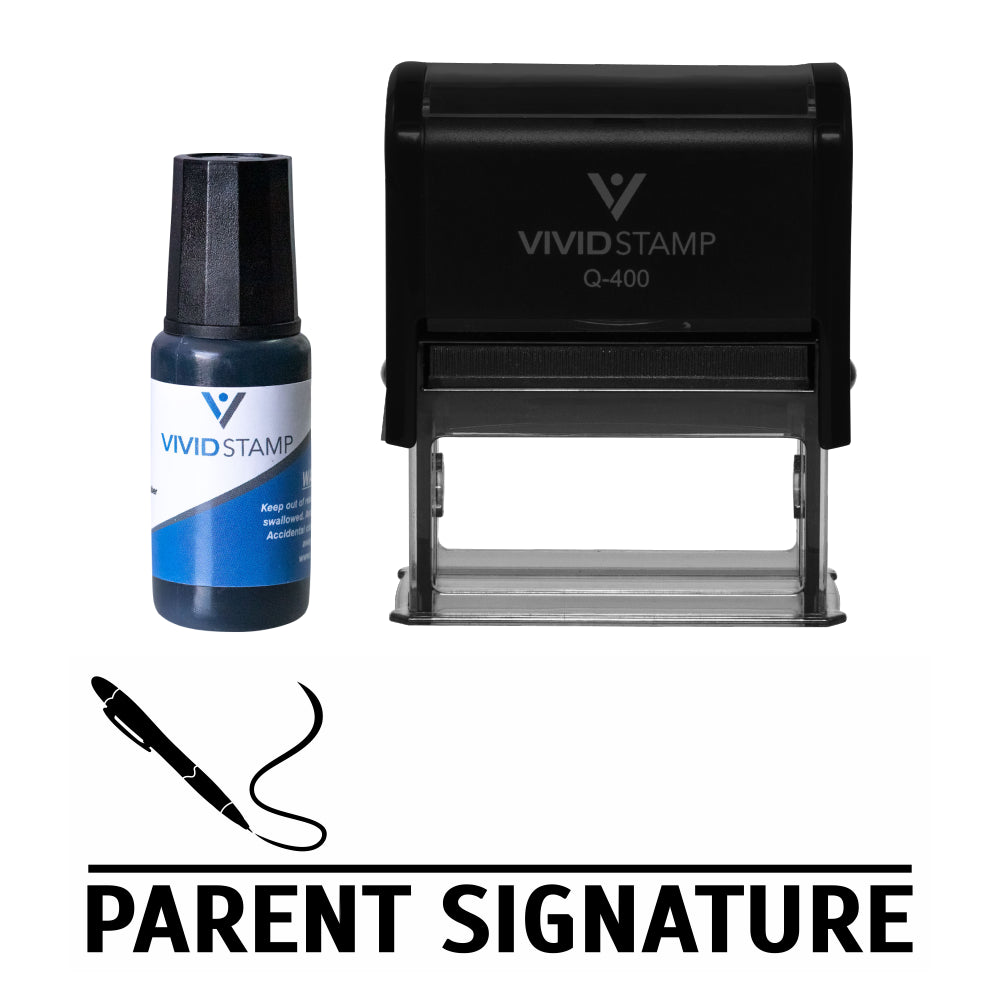 Parent Signature Self Inking Rubber Stamp Combo With Refill