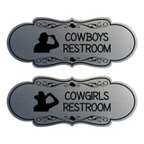 Designer Cowgirls and Cowboys Restroom Signs, (Set of 2) Wall or Door Signs