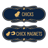 Designer Chicks and Chick Magnets, Novelty Restroom Signs (Set of 2) Wall or Door Signs
