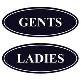 Oval LADIES GENTS Restroom Signs - 2 Pack
