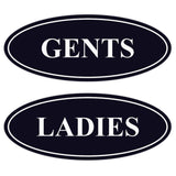 Oval LADIES GENTS Restroom Signs - 2 Pack