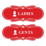 Designer Ladies and Gents Restroom Signs, Bow Ties and Tiaras (Set of 2) Wall or Door Sign