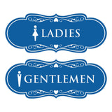 Designer Ladies and Gentlemen Figurines Restroom Signs (Set of 2) For Walls or Doors