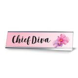 Chief Diva, Floral Designer Office Gift Desk Sign (2 x 8")