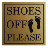 SHOES OFF PLEASE Square Wall Door Sign