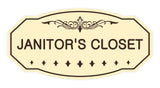 Ivory / Dark Brown Victorian Janitor's Closet Sign