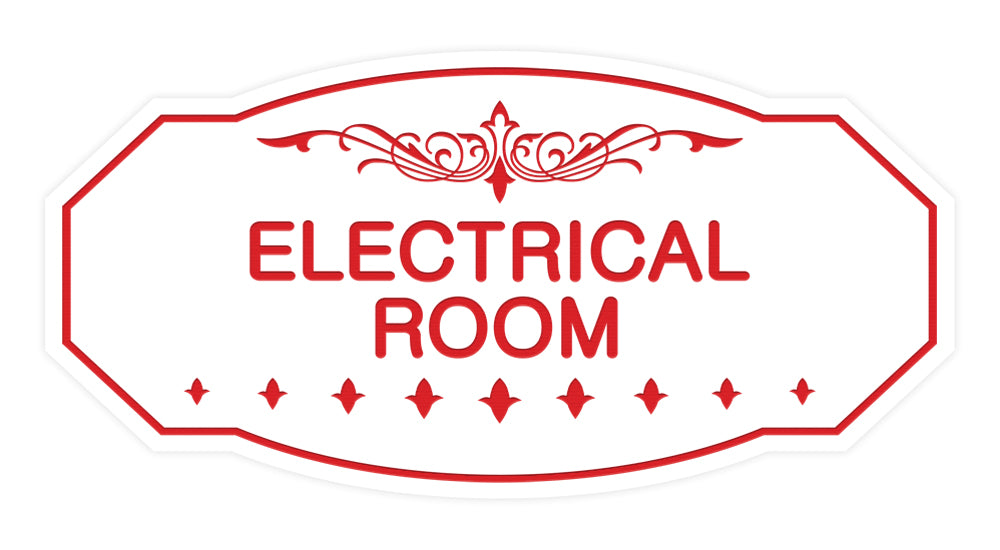 White / Red Victorian Electrical Room Sign