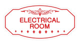 White / Red Victorian Electrical Room Sign