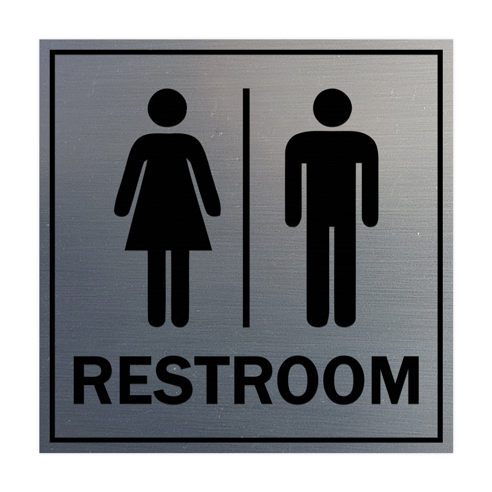 Signs ByLITA Square All Gender Restroom Sign with Adhesive Tape, Mounts On Any Surface, Weather Resistant, Indoor/Outdoor Use