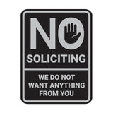 Portrait Round No Soliciting We Do Not Want Anything From You Wall or Door Sign