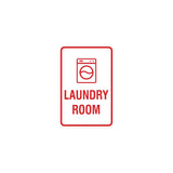 White / Red Portrait Round Laundry Room Sign