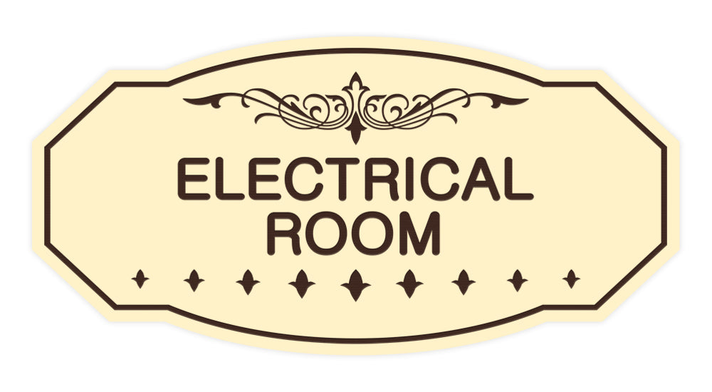 Ivory / Dark Brown Victorian Electrical Room Sign