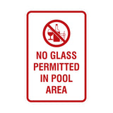 Portrait Round No Glass Permitted In Pool Area Sign
