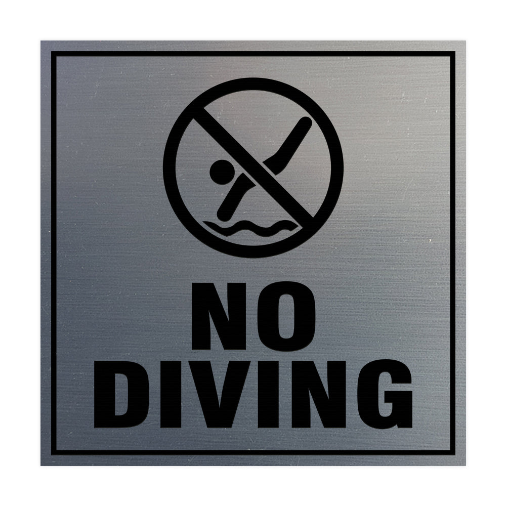 Signs ByLITA Square No Diving Sign with Adhesive Tape, Mounts On Any Surface, Weather Resistant, Indoor/Outdoor Use