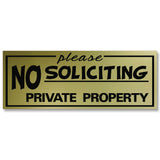 All Quality "Please No Soliciting Private Property" Engraved Sign, 2" x 5"