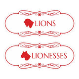 Designer Lions and Lionesses, Novelty Restroom (Set of 2) Wall or Door Signs