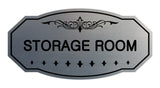 Brushed Silver / Black Victorian Storage Room Sign