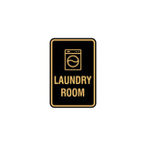 Black / Gold Portrait Round Laundry Room Sign