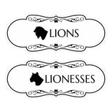 Designer Lions and Lionesses, Novelty Restroom (Set of 2) Wall or Door Signs