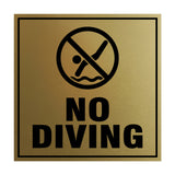 Signs ByLITA Square No Diving Sign with Adhesive Tape, Mounts On Any Surface, Weather Resistant, Indoor/Outdoor Use
