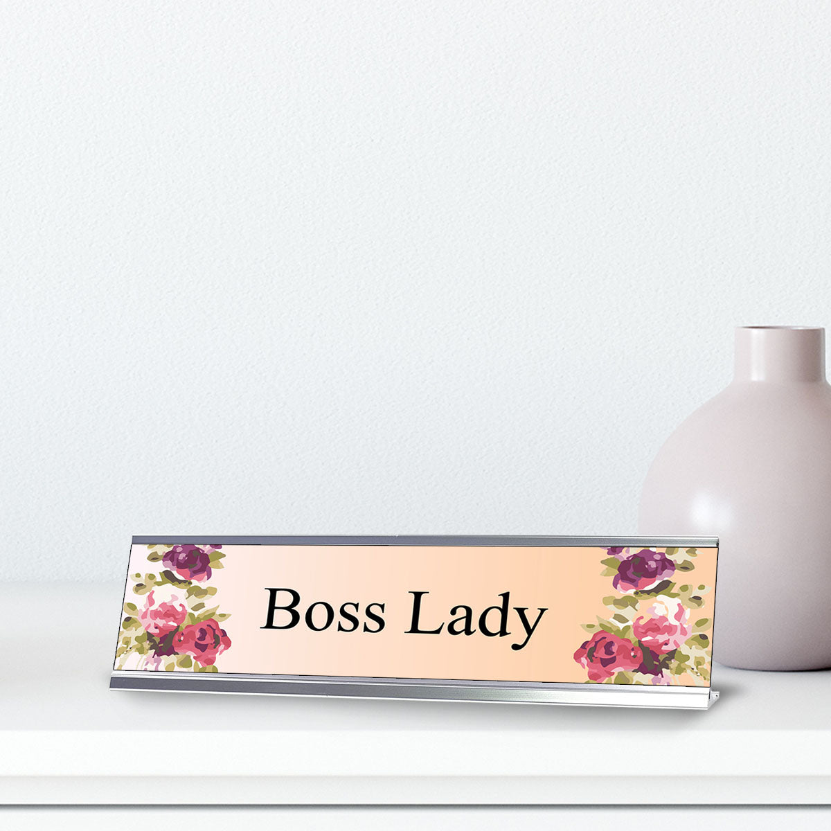 Boss Lady, Floral Designer Desk Sign (2 x 8")