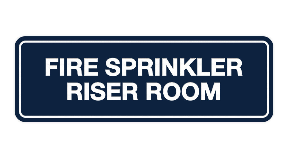 Navy Blue / White Signs ByLITA Standard Fire Sprinkler Riser Room Sign