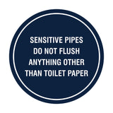 Circle Sensitive Pipes Do Not Flush Anything Other Than Toilet Paper Wall or Door Sign