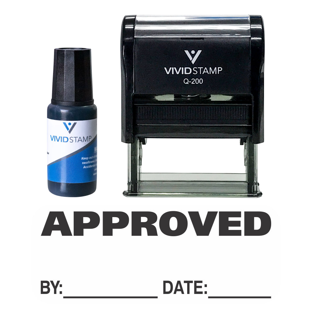 Approved By Date Self Inking Rubber Stamp Combo With Refill