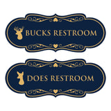 Designer Bucks and Does Novelty Restroom Signs (Set of 2) Wall or Door Sign
