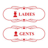 Designer Ladies and Gents Restroom Signs, Bow Ties and Tiaras (Set of 2) Wall or Door Sign