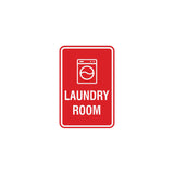 Red Portrait Round Laundry Room Sign