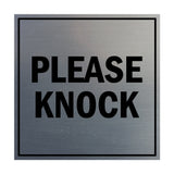 Signs ByLITA Square Please Knock Sign with Adhesive Tape, Mounts On Any Surface, Weather Resistant, Indoor/Outdoor Use